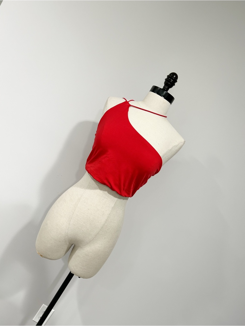Women’s Red Asymmetric Halter Crop Top